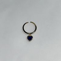 Wholesale IG Style Heart Shape Copper Inlay Zircon Charm Rings sku image 3