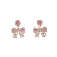 1 Pair Elegant Glam Bow Knot Plating Inlay Alloy Artificial Crystal Drop Earrings main image 3
