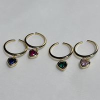 Wholesale IG Style Heart Shape Copper Inlay Zircon Charm Rings main image 1