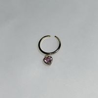 Wholesale IG Style Heart Shape Copper Inlay Zircon Charm Rings sku image 1