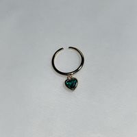 Venta Al Por Mayor Estilo IG Forma De Corazón Cobre Embutido Circón Anillos De Encanto sku image 4