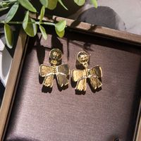 1 Pair Elegant Glam Bow Knot Plating Inlay Alloy Artificial Crystal Drop Earrings main image 2