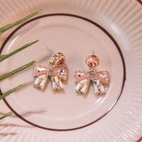 1 Pair Elegant Glam Bow Knot Plating Inlay Alloy Artificial Crystal Drop Earrings main image 1