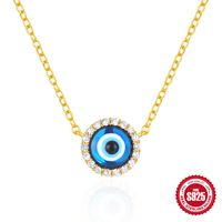 Estilo Simple Ojo Del Diablo Plata Esterlina Enchapado Embutido Circón Mujeres Aretes Collar sku image 2