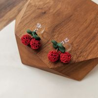 1 Pair Cute Cherry Stoving Varnish Alloy Ear Cuffs Ear Studs sku image 2