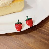 1 Pair IG Style Sweet Strawberry Enamel Plating Alloy Ear Studs sku image 1
