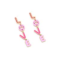 1 Pair IG Style Casual Love Enamel Inlay Zinc Alloy Rhinestones Drop Earrings main image 6