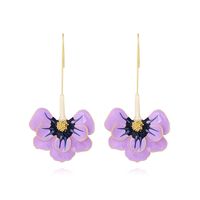 1 Pair Sweet Flower Enamel Zinc Alloy Drop Earrings sku image 1