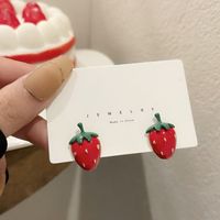 1 Pair IG Style Sweet Strawberry Enamel Plating Alloy Ear Studs main image 1