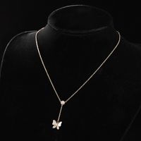 Copper Gold Plated Elegant Simple Style Butterfly Inlay Shell Zircon Necklace main image 5