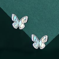 1 Pair Sweet Simple Style Butterfly Plating Inlay Copper Shell Ear Studs main image 4