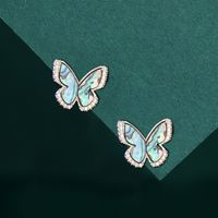 1 Pair Sweet Simple Style Butterfly Plating Inlay Copper Shell Ear Studs main image 1
