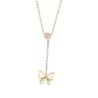 Copper Gold Plated Elegant Simple Style Butterfly Inlay Shell Zircon Necklace main image 2