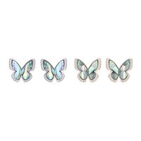 1 Pair Sweet Simple Style Butterfly Plating Inlay Copper Shell Ear Studs main image 3