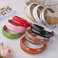 Women's Retro Solid Color Pu Leather Hair Band main image 1