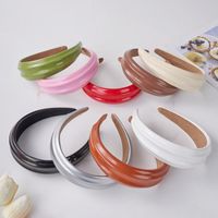 Women's Retro Solid Color Pu Leather Hair Band main image 4