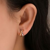 1 Pair Simple Style Classic Style Color Block Plating Copper Gold Plated Ear Studs main image 1
