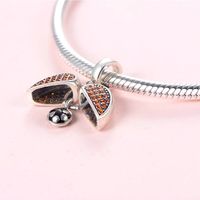 1 Piece 20.8 * Mm Sterling Silver Zircon Rhodium Plated Heart Shape Football Polished Pendant main image 1