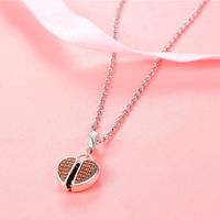 1 Piece 20.8 * Mm Sterling Silver Zircon Rhodium Plated Heart Shape Football Polished Pendant main image 4