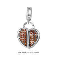 1 Piece 20.8 * Mm Sterling Silver Zircon Rhodium Plated Heart Shape Football Polished Pendant main image 2