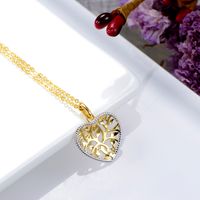 Sterling Silber Vergoldet Elegant Einfacher Stil Blatt Herzform Überzug Inlay Zirkon Halskette Mit Anhänger main image 3