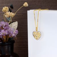 Sterling Silber Vergoldet Elegant Einfacher Stil Blatt Herzform Überzug Inlay Zirkon Halskette Mit Anhänger main image 4