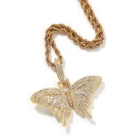Hip-hop Butterfly Copper Plating Inlay Rhinestones Pendant Necklace sku image 2