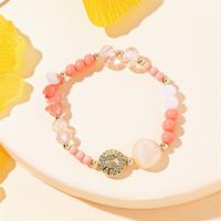 Simple Style Round Artificial Crystal Natural Stone Beaded Women's Bracelets sku image 1