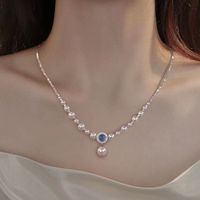 Simple Style Classic Style Solid Color Imitation Pearl Alloy Beaded Women's Layered Necklaces Necklace sku image 1