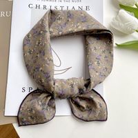 Women's Vacation Sweet Color Block Cotton And Linen Flowers Silk Scarf sku image 14