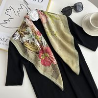 Women's Sweet Simple Style Color Block Polyester Printing Silk Scarf sku image 1
