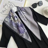 Women's Sweet Simple Style Color Block Polyester Printing Silk Scarf sku image 2