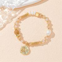 IG Style Leaf Artificial Crystal Alloy Beaded Plating Women's Bracelets main image 4