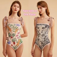 Women'S Fashion Ditsy Floral Printing 1 Piece One Piece Swimwear main image video