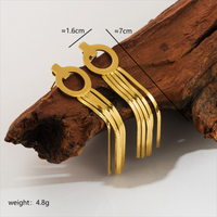 1 Pair IG Style Simple Style Geometric Chain Tassel Stainless Steel 18K Gold Plated Drop Earrings sku image 2