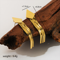 1 Pair IG Style Simple Style Geometric Chain Tassel Stainless Steel 18K Gold Plated Drop Earrings sku image 1