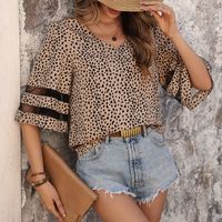 Frau Bluse Halbarm Blusen Drucken Klassischer Stil Leopard main image 2