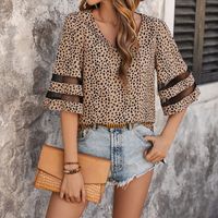 Frau Bluse Halbarm Blusen Drucken Klassischer Stil Leopard main image 3