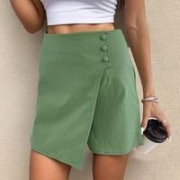 Femmes Vacances Du Quotidien Décontractée Couleur Unie Shorts Bouton Shorts main image 1