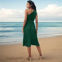 Women's Regular Dress Elegant Oblique Collar Sleeveless Solid Color Knee-Length Casual Daily Beach main image 5