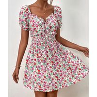 Women's Regular Dress Vacation V Neck Woven Short Sleeve Ditsy Floral Above Knee Casual Daily Beach main image 3