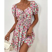Women's Regular Dress Vacation V Neck Woven Short Sleeve Ditsy Floral Above Knee Casual Daily Beach main image 5