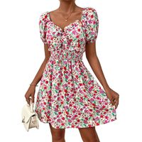 Women's Regular Dress Vacation V Neck Woven Short Sleeve Ditsy Floral Above Knee Casual Daily Beach main image 2