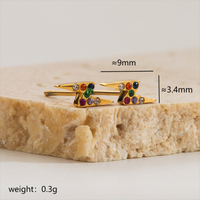 1 Pair Cute Modern Style Simple Style Lightning Inlay Stainless Steel Zircon 18K Gold Plated Ear Studs main image 2