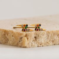 1 Pair Cute Modern Style Simple Style Lightning Inlay Stainless Steel Zircon 18K Gold Plated Ear Studs main image 4