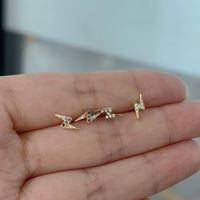 1 Pair Cute Modern Style Simple Style Lightning Inlay Stainless Steel Zircon 18K Gold Plated Ear Studs main image 5