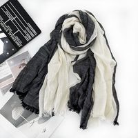 Unisex Sweet Color Block Polyester Long-staple Cotton Sewing Cotton Linen Scarves sku image 6