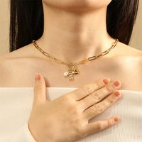 Copper 18K Gold Plated IG Style Letter Handmade Enamel Inlaid Zircon Necklace main image 5