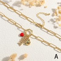 Copper 18K Gold Plated IG Style Letter Handmade Enamel Inlaid Zircon Necklace main image 8