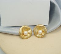 1 Pair Simple Style Flower Inlay Alloy Pearl Ear Studs main image 2